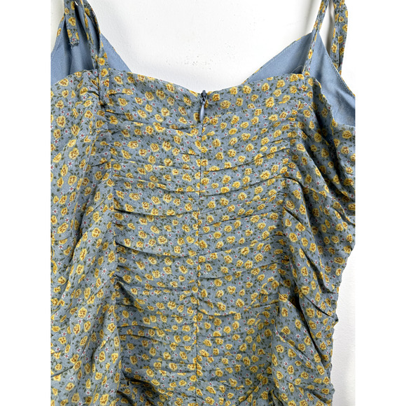 NWT Storia Blue Sweetheart Cottagecore Ditsy Floral Ruched Bodycon Mini Dress - Picture 6 of 9